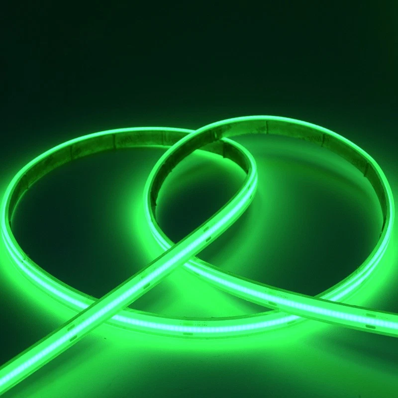 10m 110V Green COB LED Strip Light – IP68 480 LEDs/m Ultra-Bright Dotless Strip