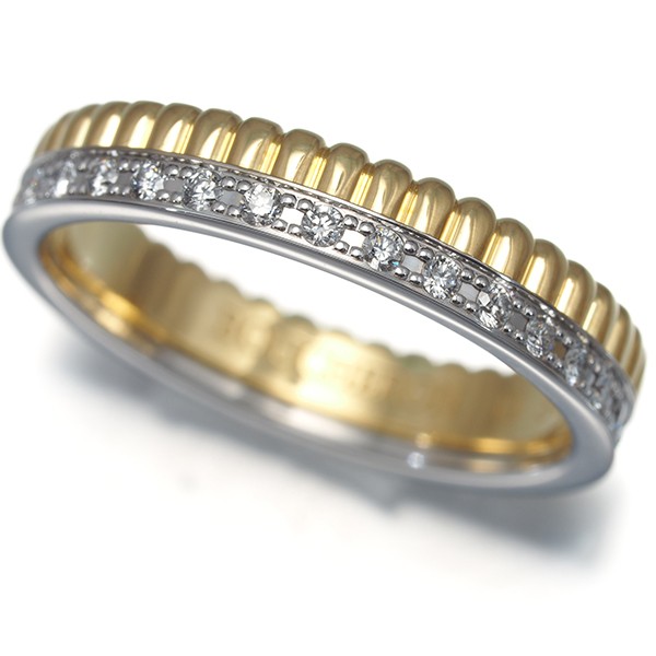 Auth Boucheron Ring Diamond Quatre Radiant Half EU49 18K YG/WG
