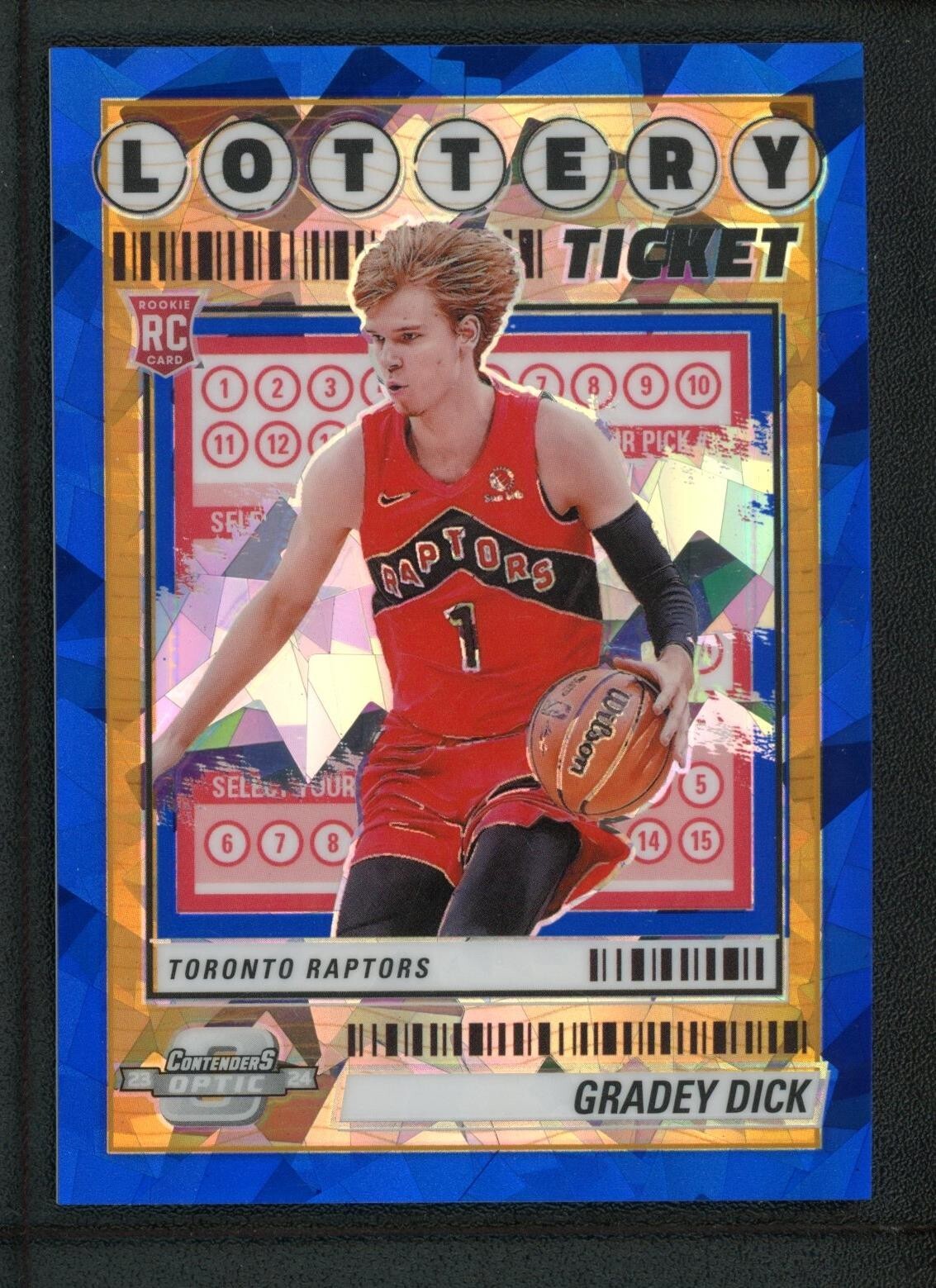 2023-24 GRADEY DICK 65/75 PANINI CONTENDERS OPTIC LOTTERY TICKET ICE BLUE RC