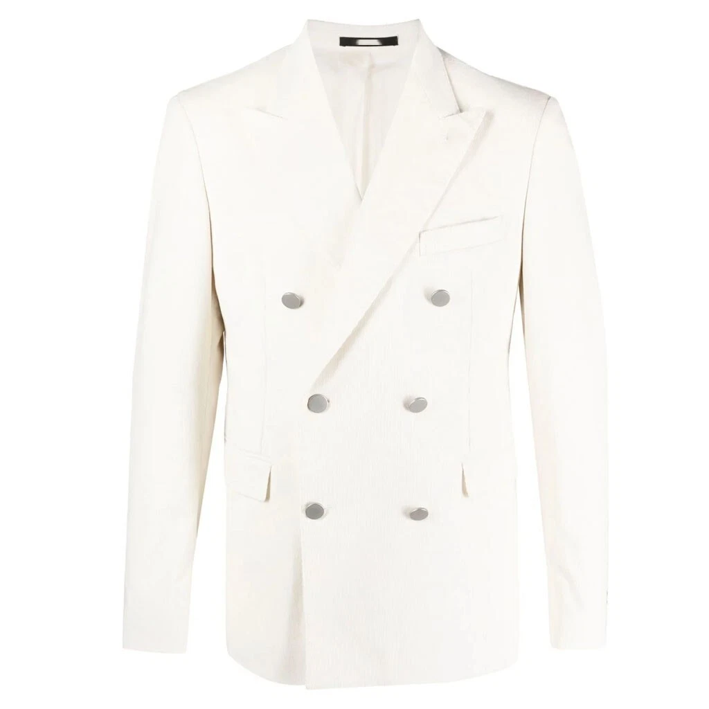 Piel Hombre Doublebreasted Blazer Boda Blanca Leatherblazer Exterior Negocios