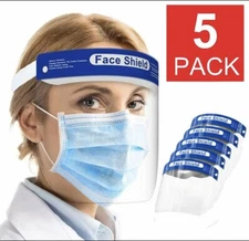 5 Packs-Safety Face Shield Reusable FaceShield Clear Washable Face Anti-Splash