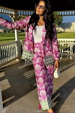 NWT ZARA SS24 SATIN EFFECT PRINTED STRAIGHT LEG PANTS MULTICOLORED  2756/243 L