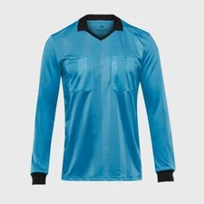 NWT $60 Adidas Mens Climalite Soccer REF 18 LS Jersey Shirt Bright Cyan Blue 2XL