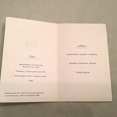 Menu 1981 European Parliament Dinner Honoring Egyptian President Anwar Sadat - Picture 3 of 6