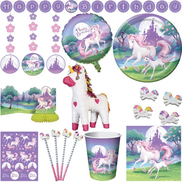 Fantasy Unicornio Cumpleaños Niños Kit de Fiesta Decoración Pferde Motoo
