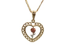 Rose Heart Pendant with Necklace NEW Gold Filled Charm Chain Roses Hearts