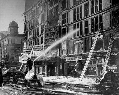 Five alarm blaze detected just after the last show let out from th .. Old Photo
