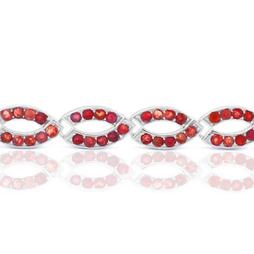 Preciosa pulsera con platino rubí genuino de 5,40 ctw sobre plata de ley 925 de 7" Foto 2 de 4