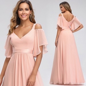 cold shoulder chiffon gown