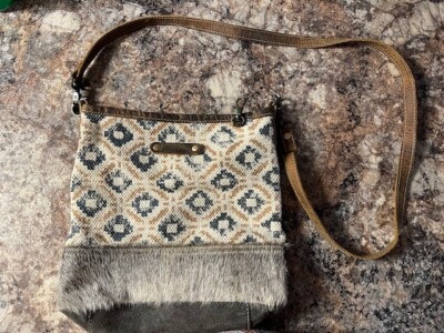 Myra Bag Leather Aztec Tapestry Cowhide Crossbody Shoulder Tote Bag