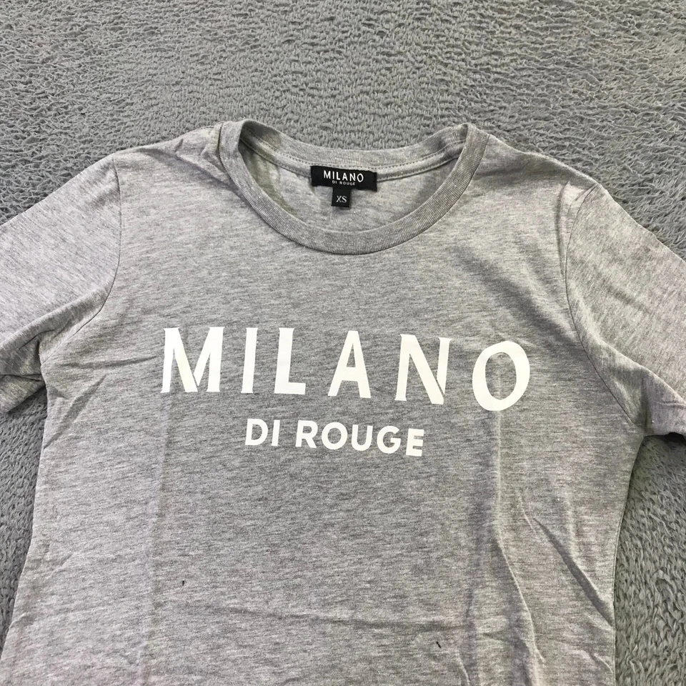 Milano Di Rouge Топ женщин очень маленький XS T рубашка серый белый с надписью = - Изображение 3 из 4