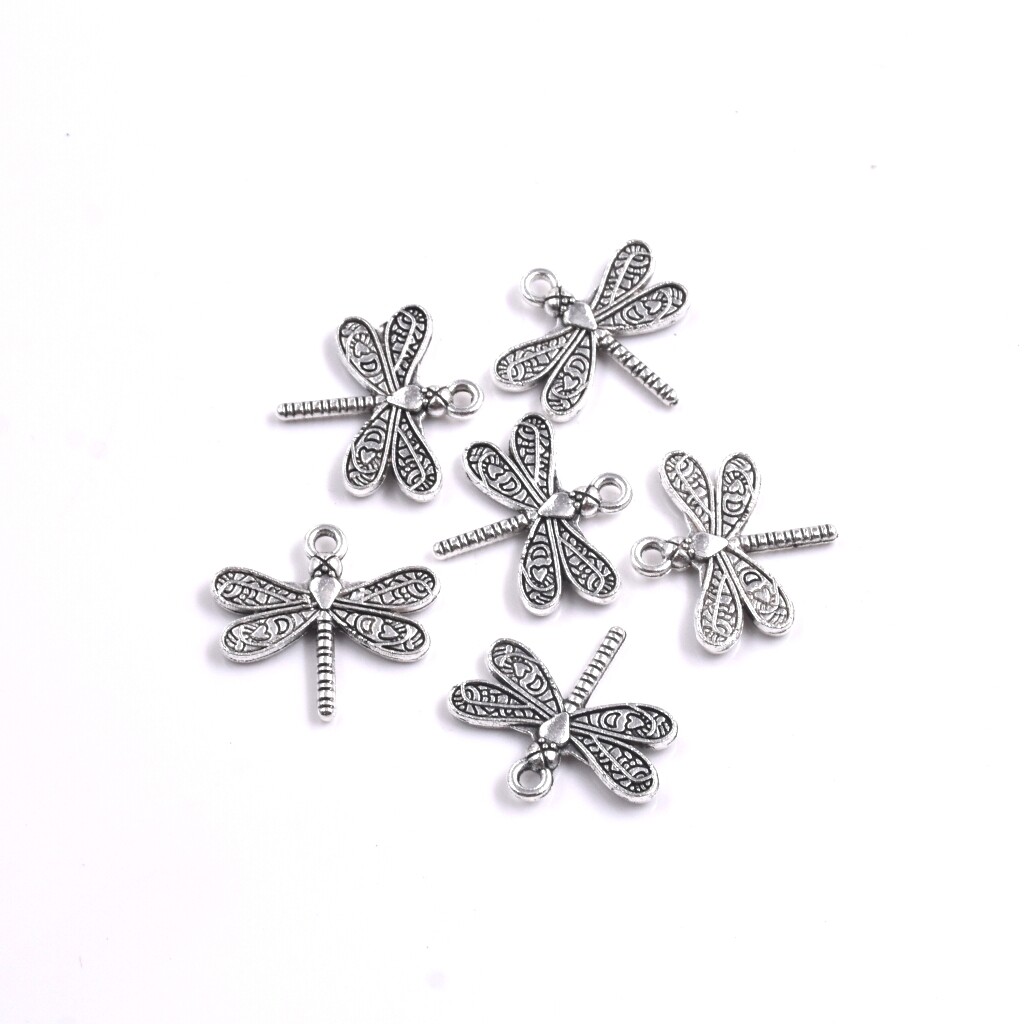 Bulk! 100PC Tibetan Silver Dragonfly Charm Pendant For DIY Earrings