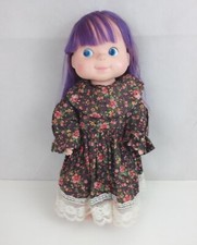 Vintage 15" Baby Doll With Purple Brown Hair Blue Eyes