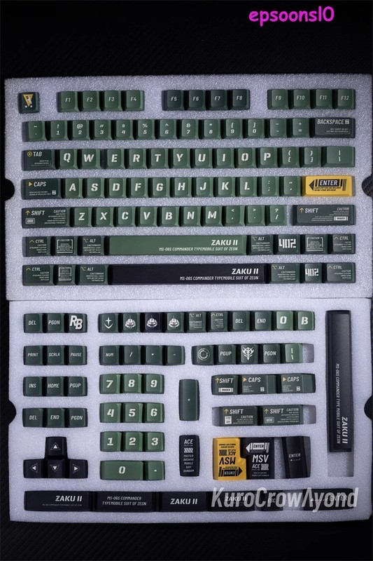 GUNDAM Zaku Keycaps 140 Keys PBT OEM for Cherry Mechanical KEYBOARD Green Theme
