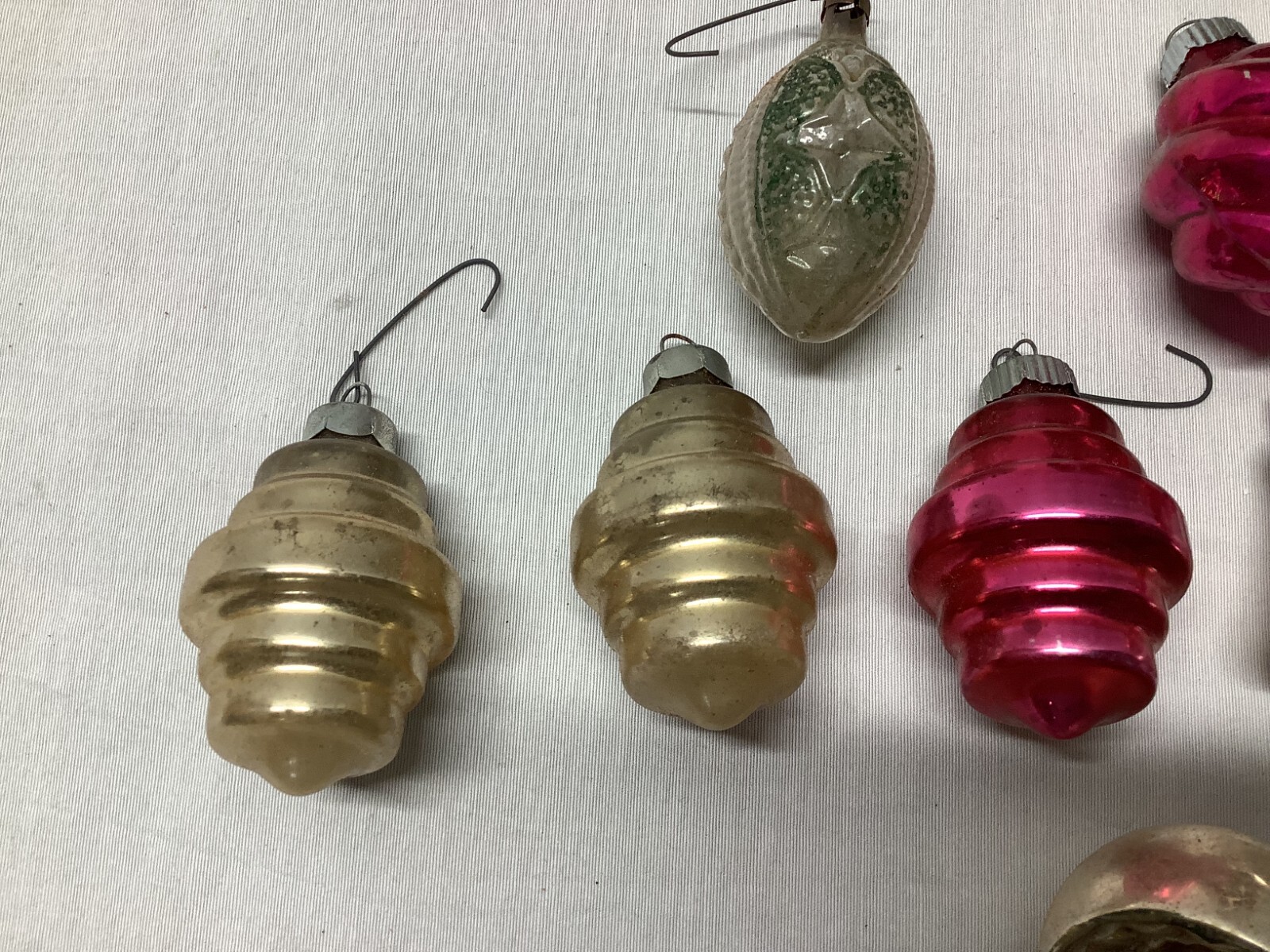 12 Vintage SHINY BRITE American Made Christmas Tree Ornaments with Box