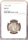 1914-P Barber Quarter, NGC AU53