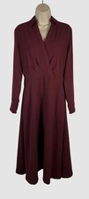 Ralph Lauren Women's Red Long-Sleeve Surplice Georgette Midi Dress Size 2