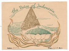1953 Short Wave Radio Card " The Voice of Indonesia " Radio Republic Indonesia