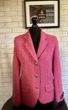 New Ladies Abraham Moon Hot Pink Herring Bone Yorkshire Tweed 100% Wool Jacket