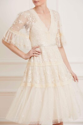 Lottie Lace Midi Dress in Champagne Needle & Thread Size 10 used once | eBay