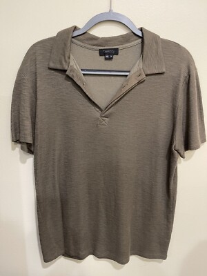 Twenty Montreal Men's Singleton Slub Polo Brown Shirt Size Medium (M)