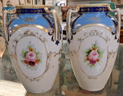 Pair of Vintage Noritake Porcelain Floral Vases a/f - Picture 2 of 5