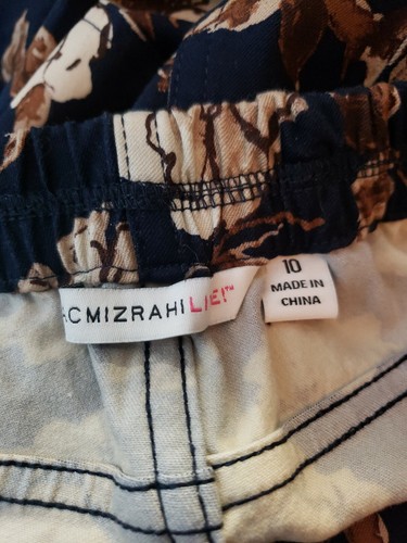 Pantalones Isaac Mizrahi Live para Mujer Talla 10 Elastizados Pull On Azul Marino Beige Floral Recto - Imagen 6 de 6