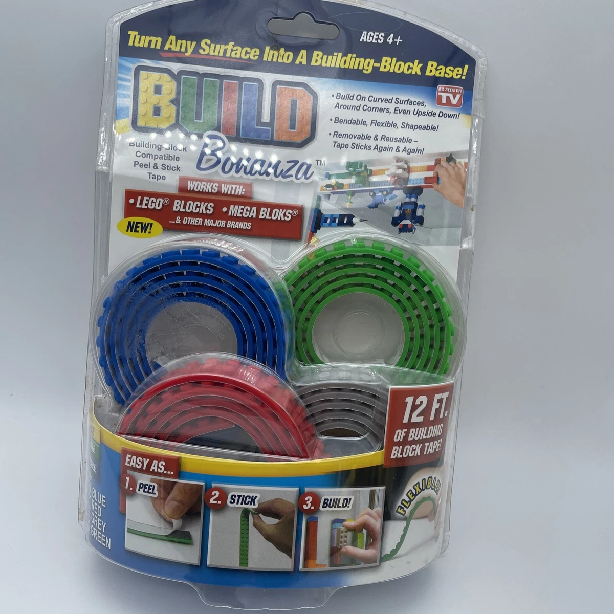 Build Bonanza Self Adhesive Tape Works Building Block 4 Rolls 4 Colors a