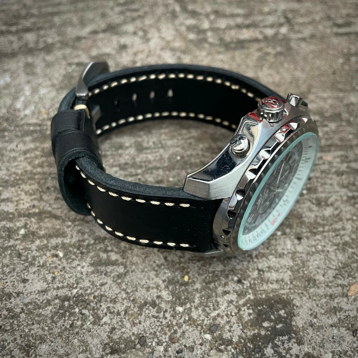 Qualità Premium Spesso Nero pelle Morbida Orologio Cinturino 20mm 22mm 24mm  Lug