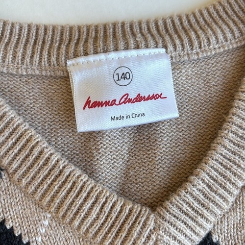 Hanna Andersson Tan Black Red Argyle Cotton Sweater Vest Boys Size 140 / 10 NWOT - Picture 3 of 9