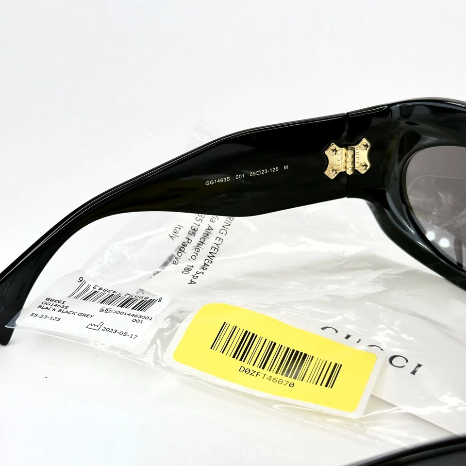 Gafas de sol GUCCI 1463 negras audaces de gran tamaño Gg1463S 001 unisex remaches pasarela Foto 2 de 4