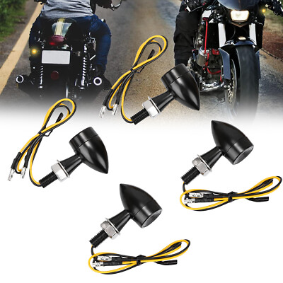 LED Mini Micro Blinker Schwarz getönt Motorrad Quad E-geprüft vorn hinten 4-tlg