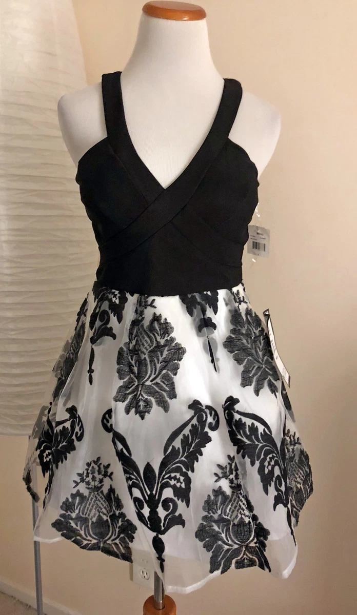 Macy's black and white best sale dress