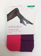 NWT S/M Xhilaration Opaque Tights Front/Back 2 Color Purple/Pink Tights