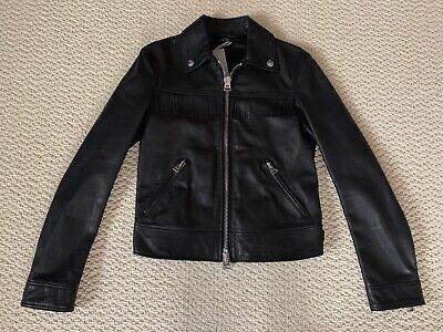 NWT TOM FORD Black Waxed Leather Fringe Western Zip Jacket NWT TOM FORD Black Waxed Leather Fringe Western Zip Jacket