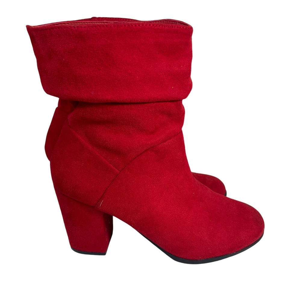 Material Girl Midory Botines Slouch Para Mujer Talla 9M Rojo 3" Tacón Bloque Foto 4 de 4