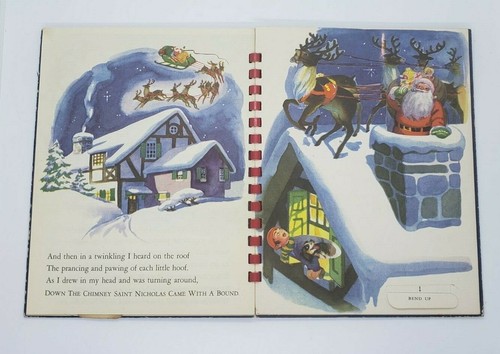 The Night Before Christmas Animated 1949 Julian Wehr Pop Up Vintage Spiral Bound - Picture 6 of 12