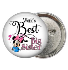 World's Best Big Sister 2 1/4" 58mm Pinback Button Pin Family Love Gift
