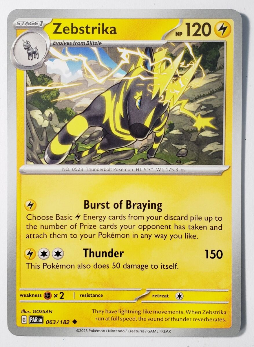 Zebstrika 063/182 NM / M - Paradox Rift Pokemon Card $2 Zebstrika 063/182 NM / M - Paradox Rift Pokemon Card $2