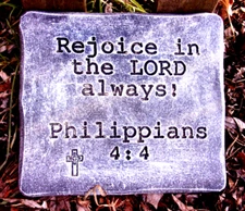 Philippians 4;4  plastic mold plaster concrete casting mould  11" x  10" x 3/4"
