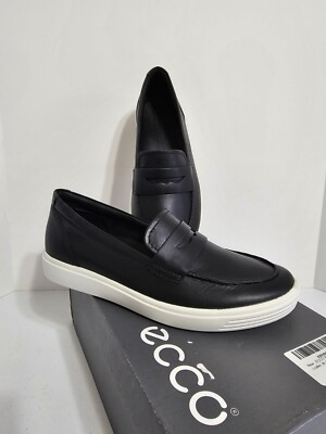 Ecco Danish Design Womens Penny Loafers Black Leather Slip  display picture 2