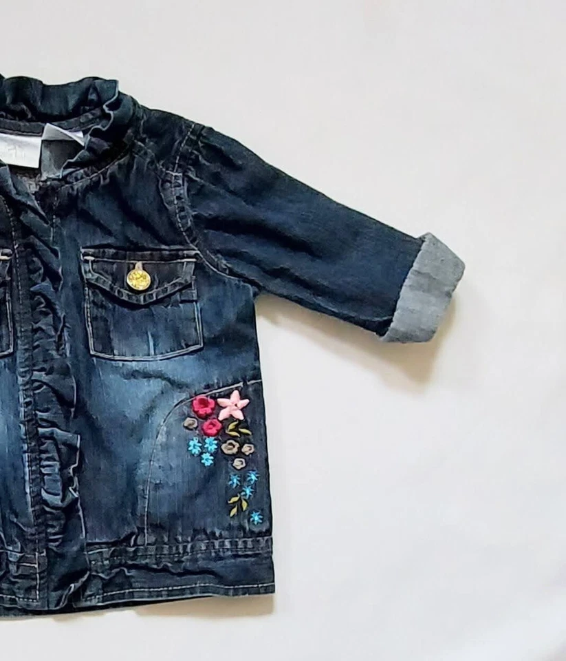 Chaqueta de Jean Koala Bebé Bordada 18M Volantes Manga Larga Denim Azul Lavado Oscuro Foto 2 de 4