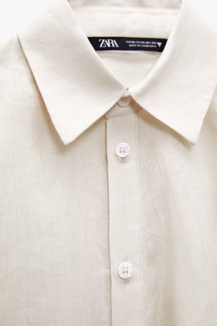 T-shirt En Lin Zara Pour Femme - Blanc, Taille L (40), Occasion Bon état