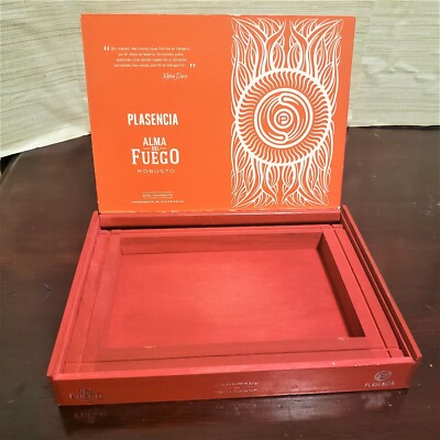 ALMA DEL FUEGO TORO PLASENCIA Empty Wooden Cigar Box 10'' x 7'' x 2''
