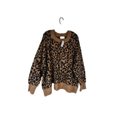 Old Navy Women's knit Sweater XXL Brown And Black Fuzzy Casual Warm NWT 