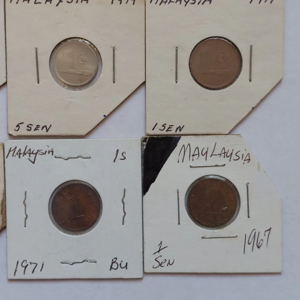 Lote de 9 monedas vintage de 1, 5, 10 Sen de Malasia - 1979, 1977, 1971, 1967 Foto 4 de 4