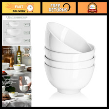 22 OZ White Ceramic Bowls Set of 4 - Microwave  Dishwasher Safe, Perfect for So