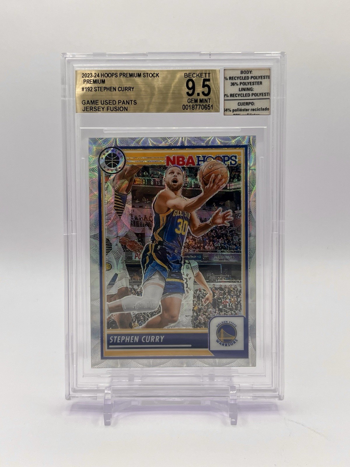 2023-24 Stephen Curry Jersey Fusion Game Used Pants BGS 9.5 Gem Mint Hoops #192 view 1