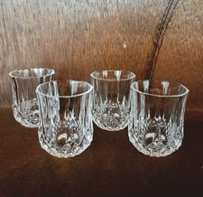 Lot of 4 LONGCHAMP Cristal D'Arques-Durand SHOT BARWARE blown clear glass  2oz