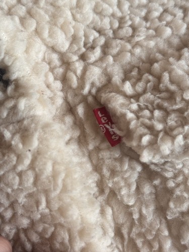 Levi's All Over Sherpa Trucker Jacket Womens Small Cream White Button Snap - Picture 9 of 11